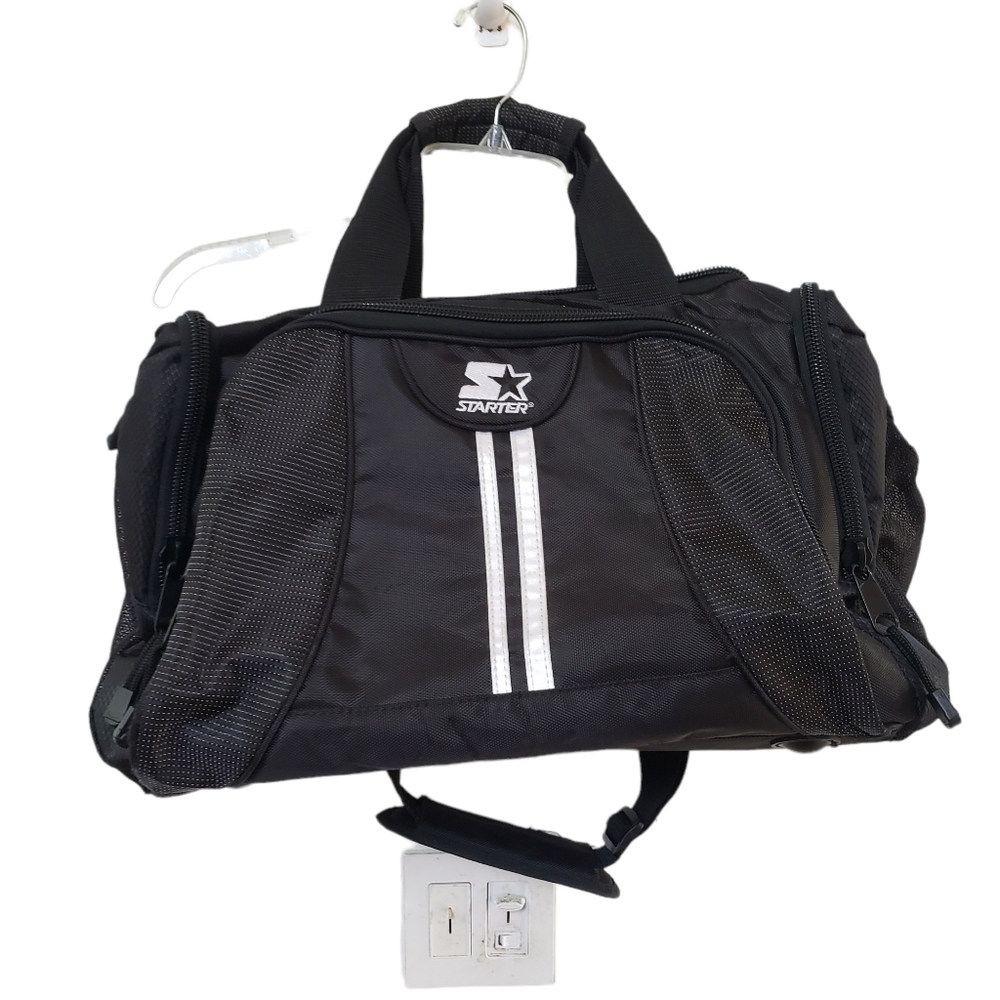 STARTER Duffle Gym Black Bag w Strap Large